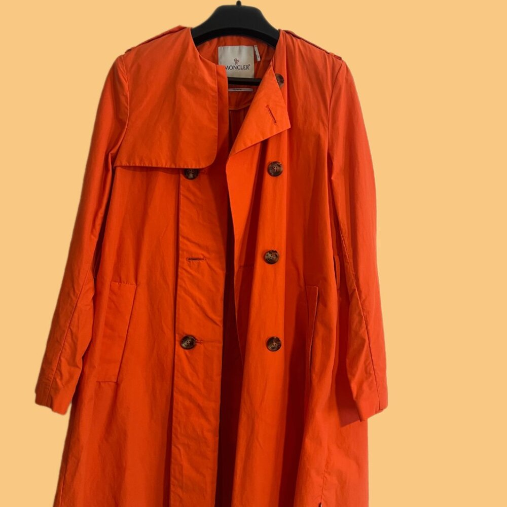 Moncler Women’s Orange Trench Coat in Size XS- Runs big it can fit a small size